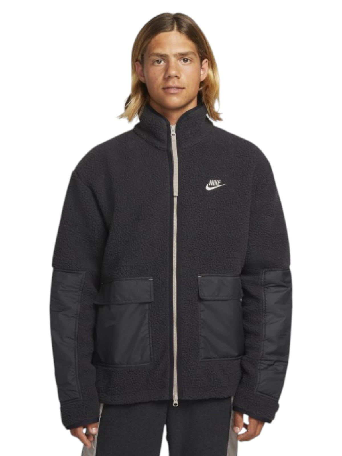 Image for Men's Plain Solid  sherpa Jacket,Black