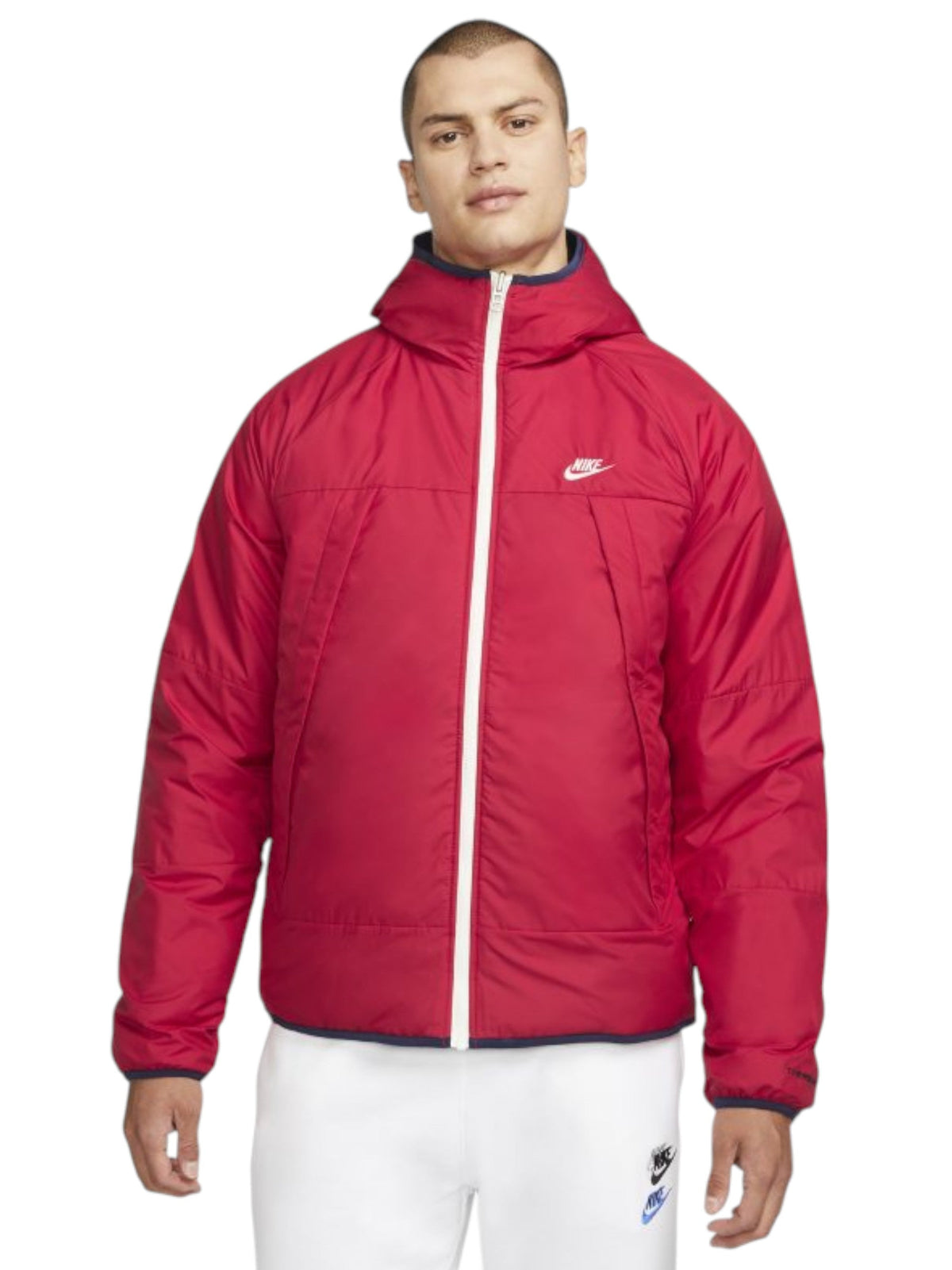 Image for Men's Brand Logo Printed Back  Reversible Jacket,Red