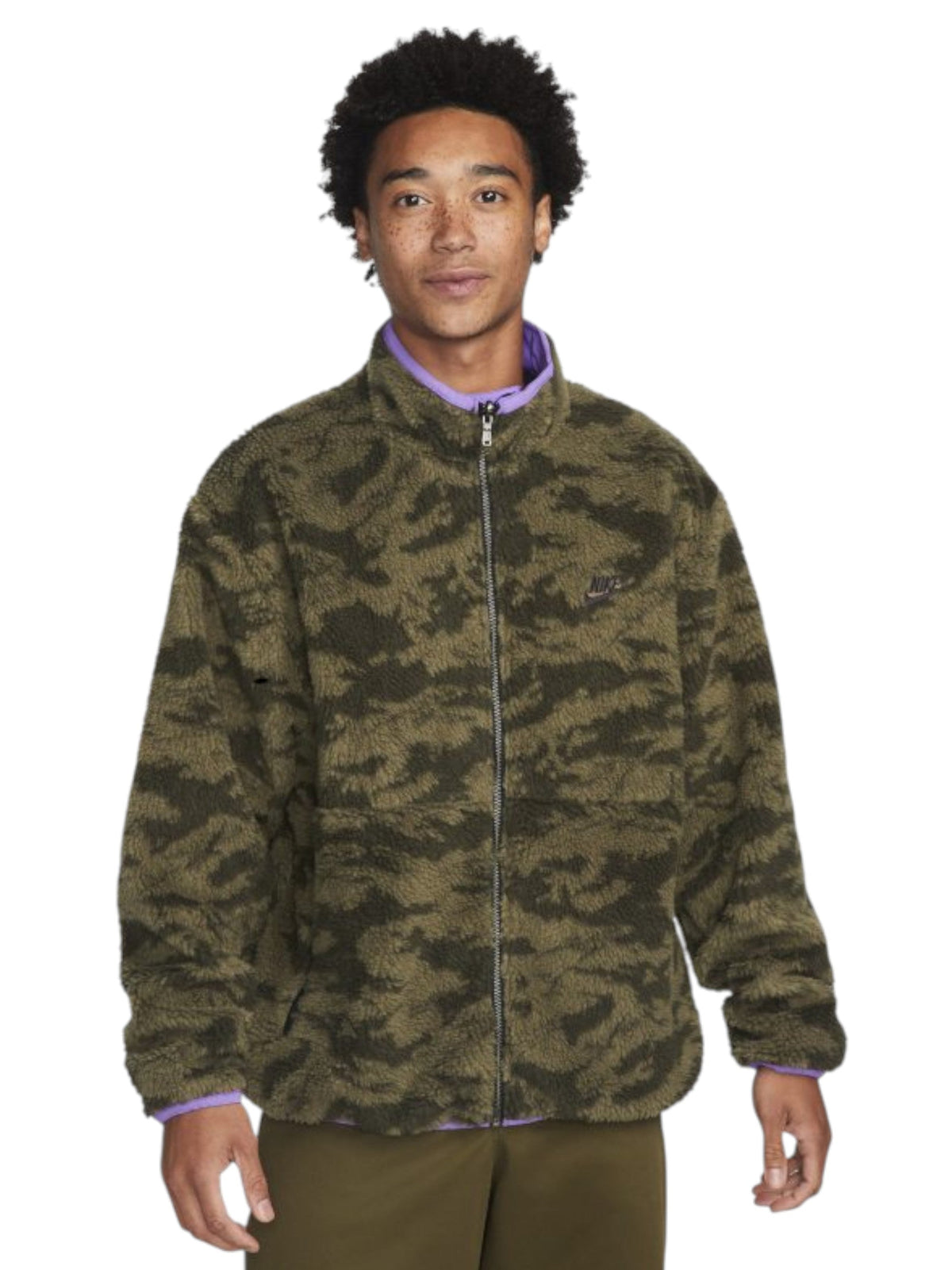 Image for Men's Camo Printed Shepra Reversible Jacket,Green\Purple