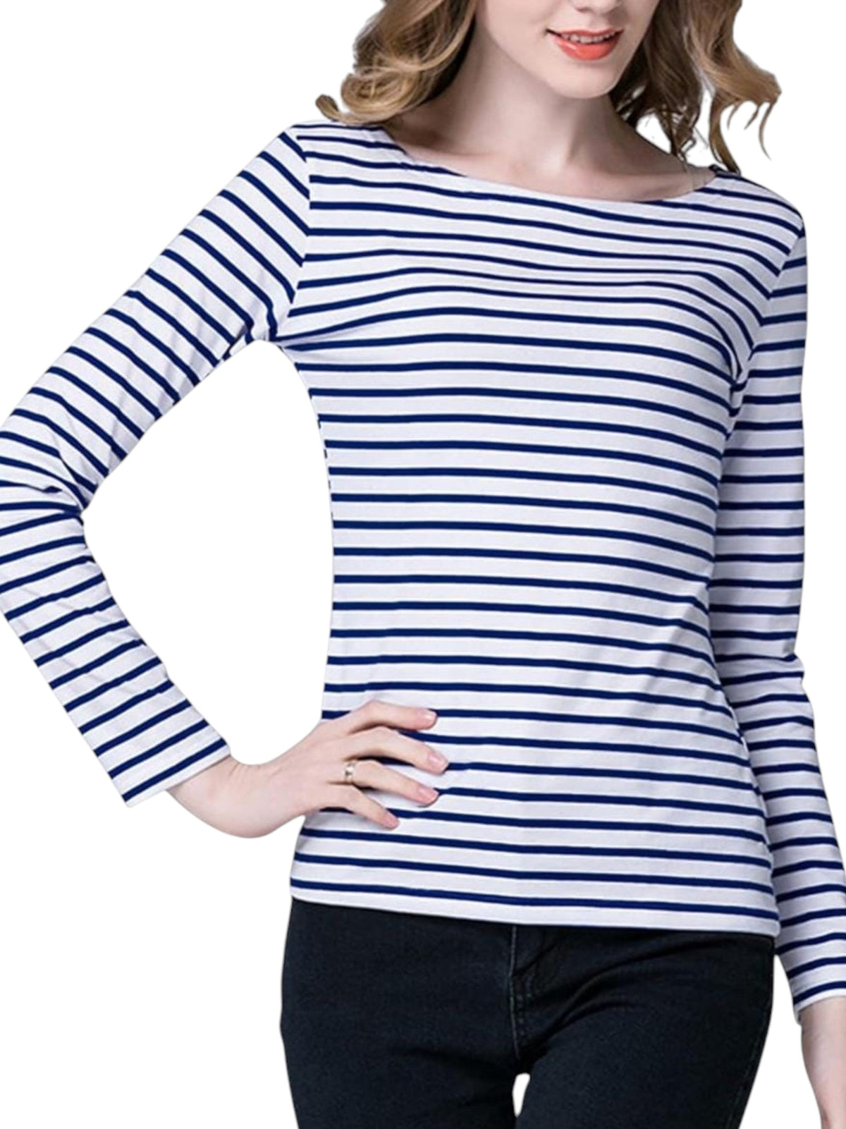 Image for Women's Striped Top,Navy/White