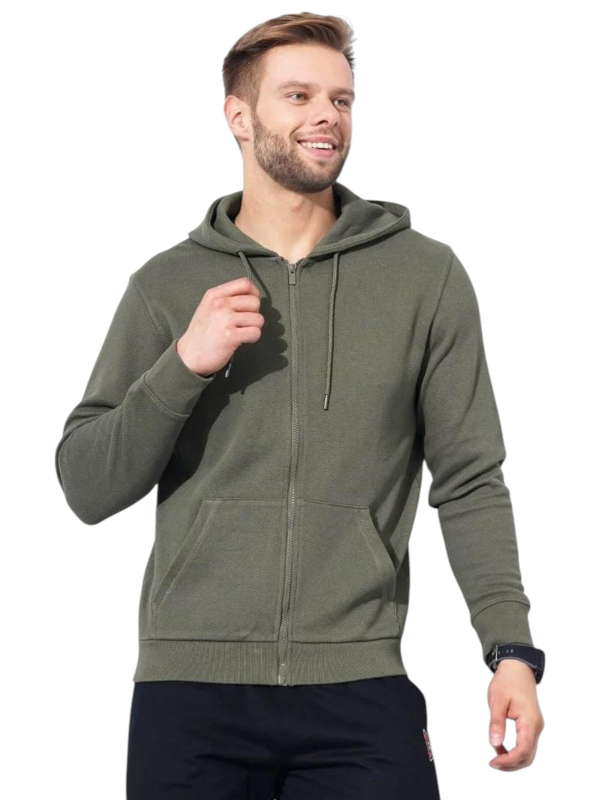 Image for Men's Plain Hoodie,Olive