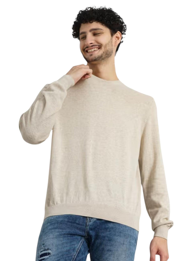 Image for Men's Plain Solid Sweaters,Light Beige