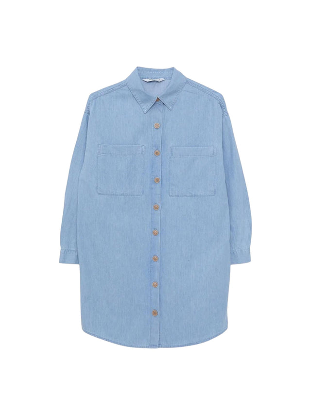 Image for Women's Plain Solid Denim Dress,Light Blue