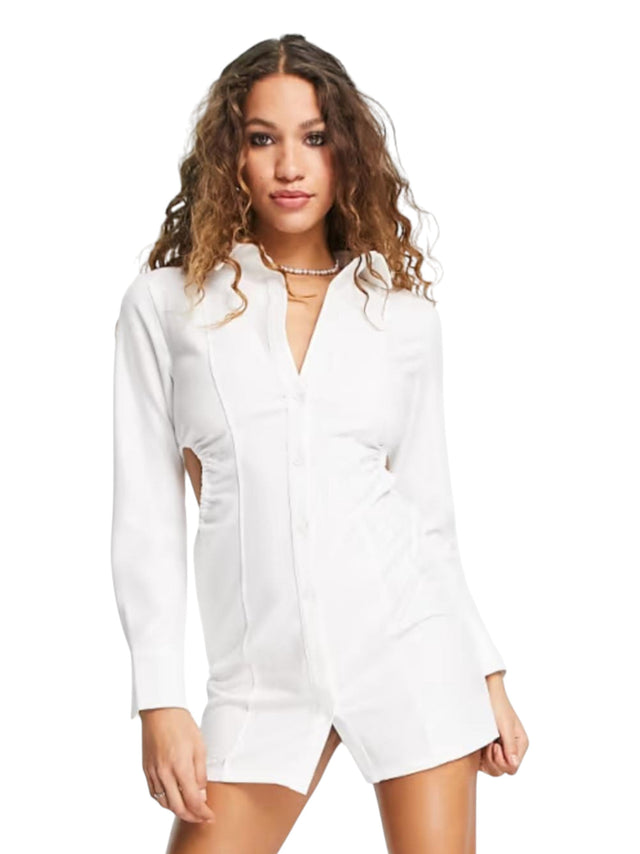 Image for Women's Plain Solid Open Side Dress,White