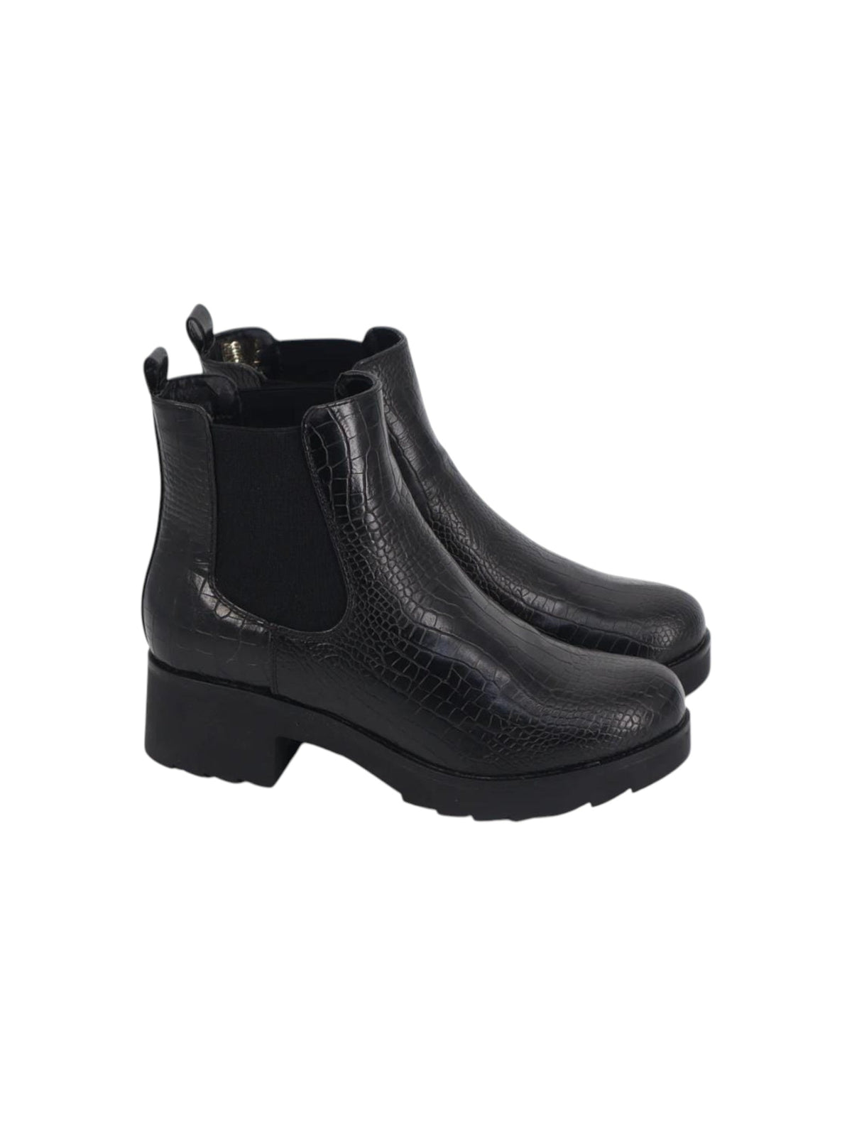 Image for Women's Croc Leather Ankle Boots,Black