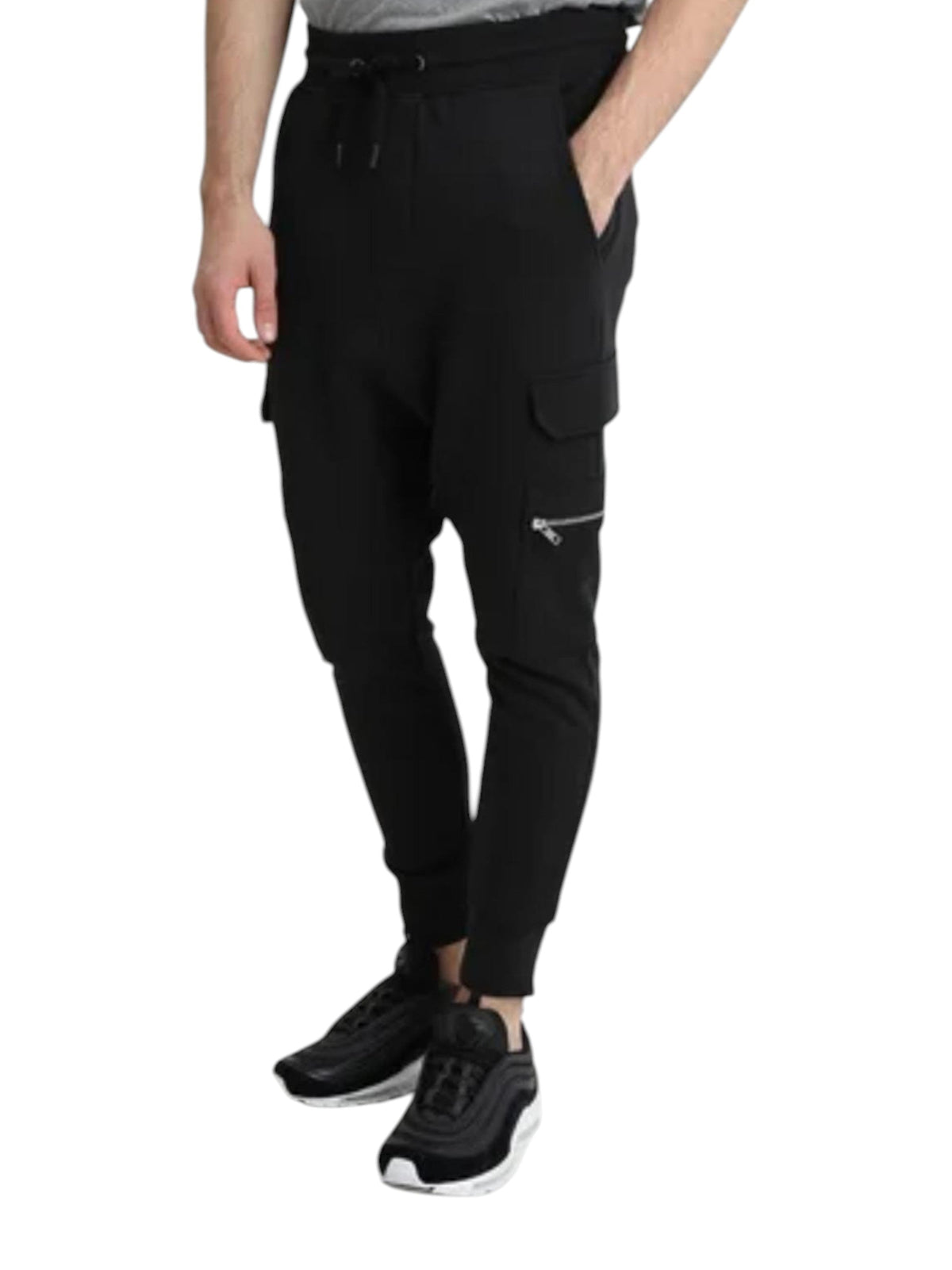 Image for Men's Plain Cargo Pants,Black