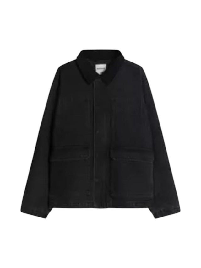 Image for Men's Plain Solid Denim Jacket,Black