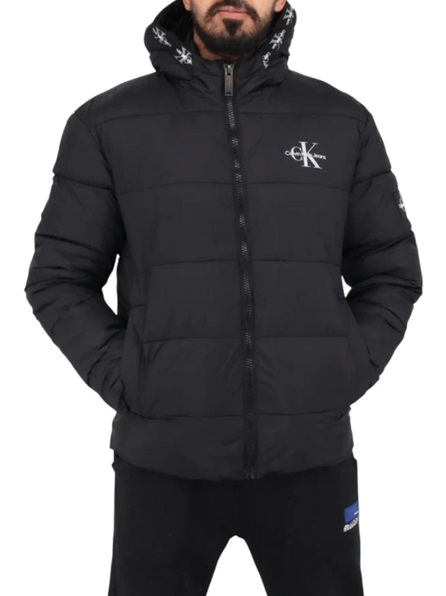 Image for Men's Brand Logo Printed Quilted Jacket,Black