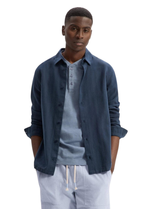 Image for Men's Plain Solid Dress Shirt,Navy