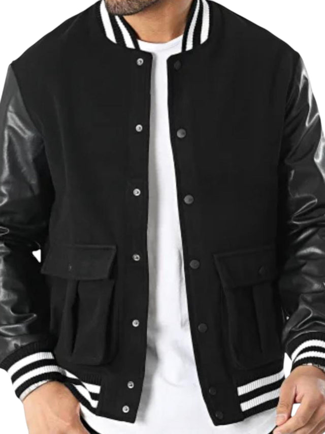 Image for Men's  Graphic Printed Back Jacket,Black