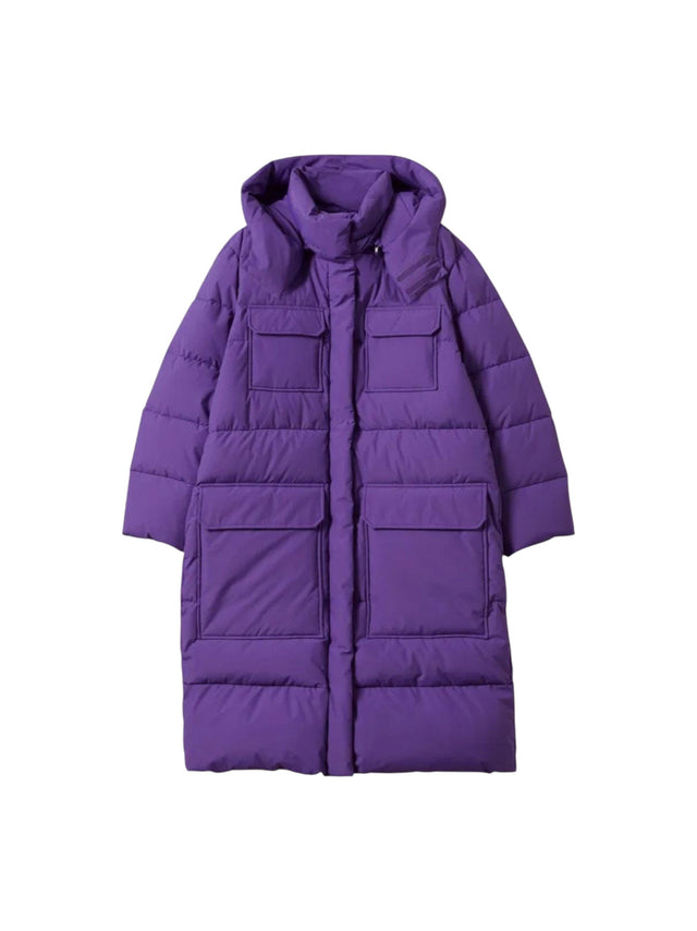 Image for Women's Quilted Long Jacket,Purple