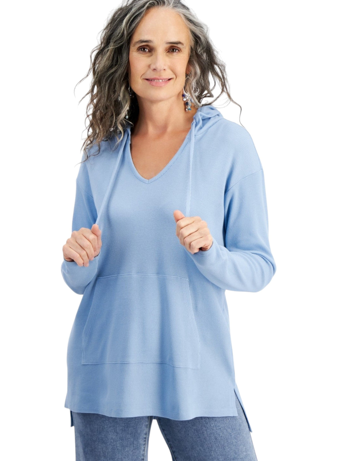 Image for Women's Knitted Hoodie,Light Blue 