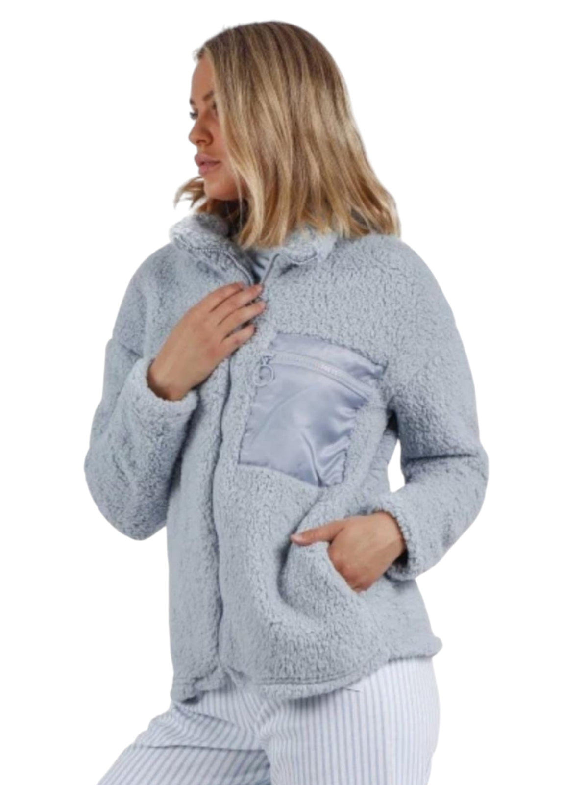Image for Kids Girl's  Faux Fur  Jacket Two Pockets,Light Blue