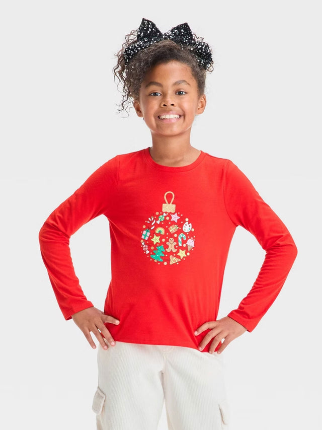 Image for Kids Girl's Graphic Printed Top,Red