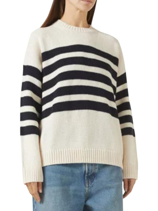 Image for Women's Striped Sweaters,Beige/Black