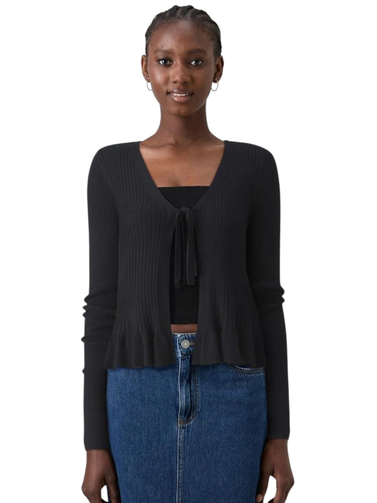 Image for Women's Ribbed Cardigan,Black