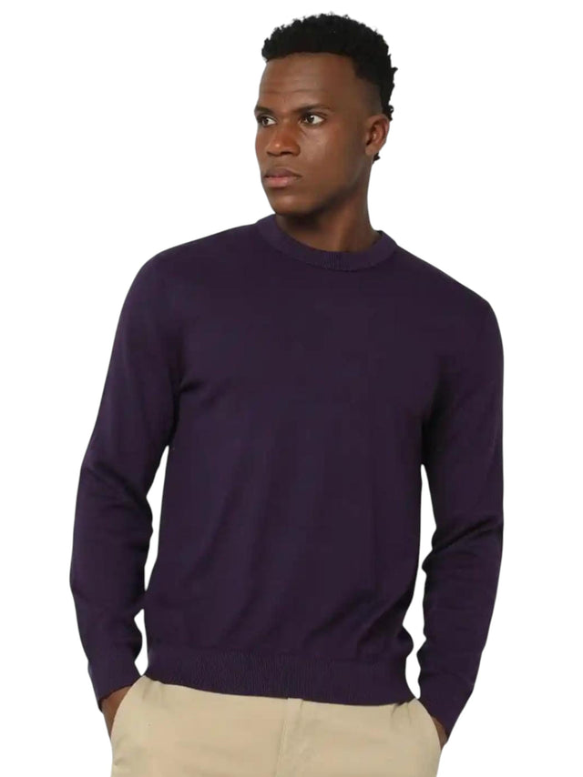Image for Men's Plain Solid Sweaters,Dark Purple 