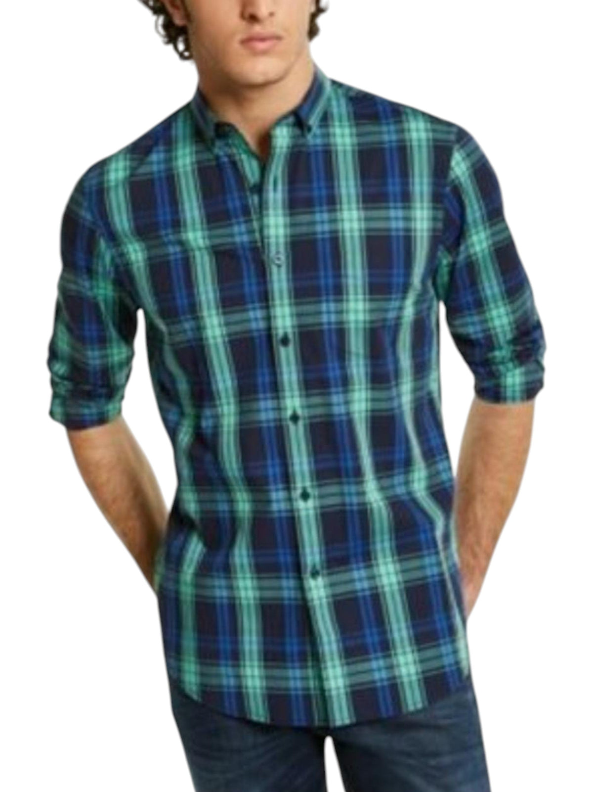Image for Men's Plaid Dress Shirt,Green