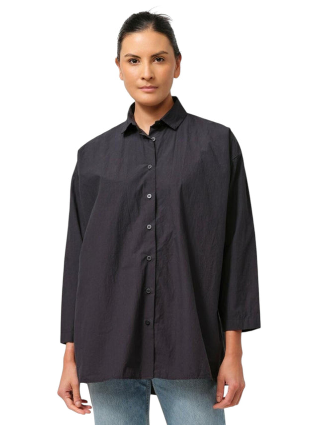 Image for Women's Plain Solid Dress Shirt,Black