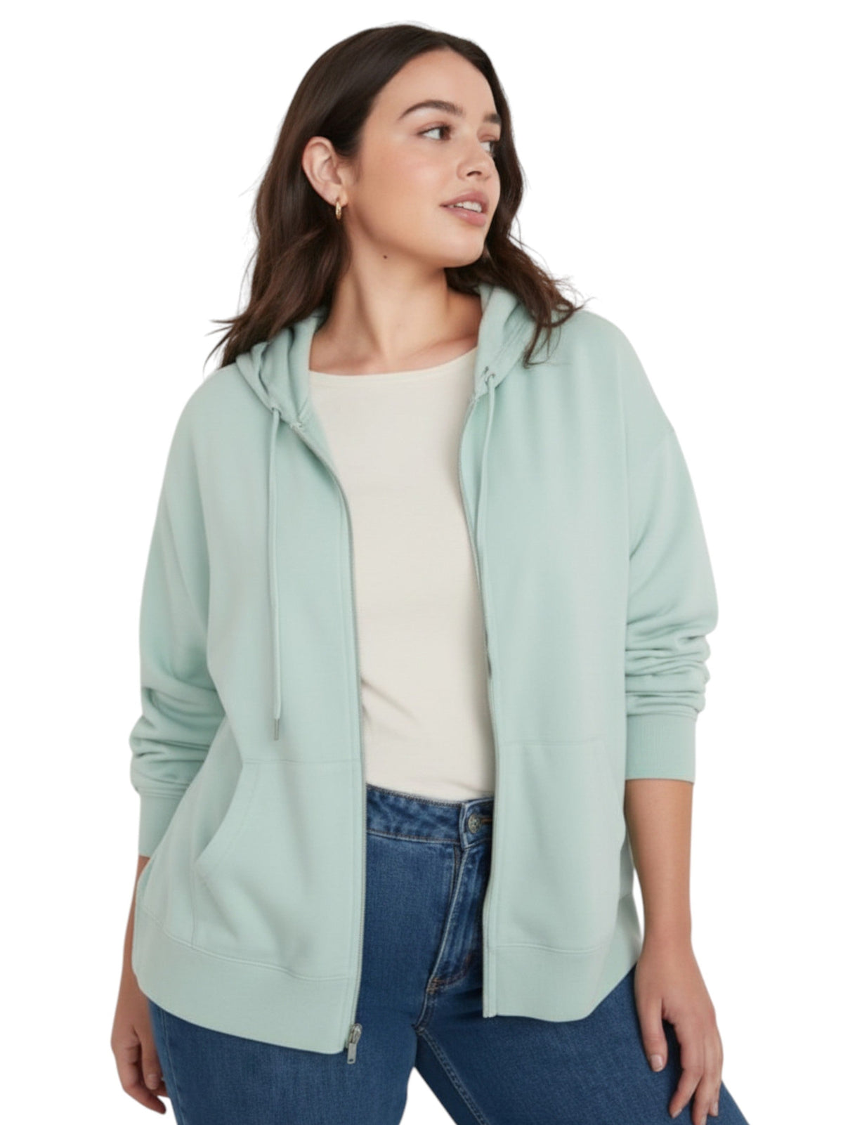 Image for Women's Plain Solid Hoodie,Turquoise