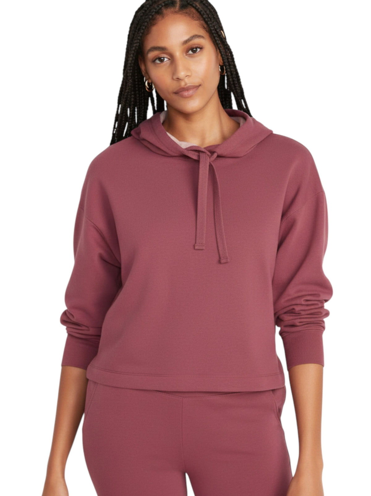 Image for Women's Plain Solid Hoodie,Light Burgundy