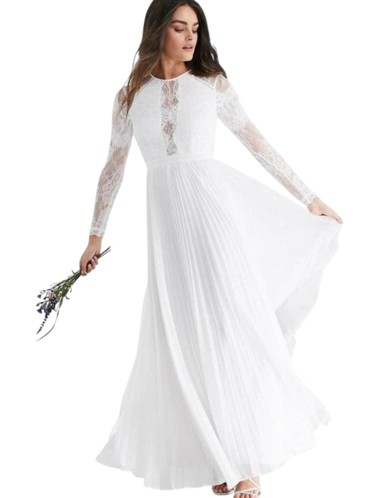 Image for Women's Open Back Ruffled Knitted Dress,White