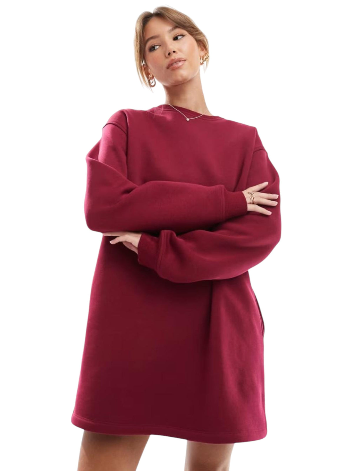 Image for Women's Plain Dress,Burgundy