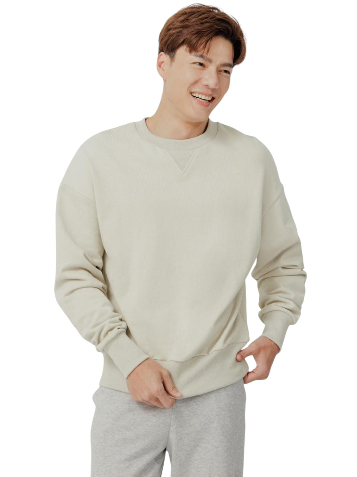 Image for Men's Plain Solid Sweaters,Light Beige