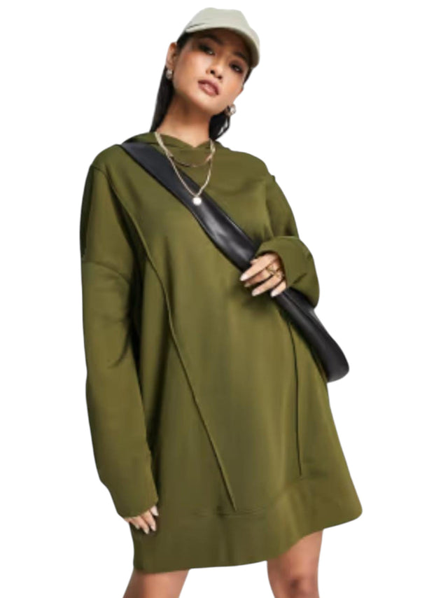Image for Women's Plain Solid Dress,Olive
