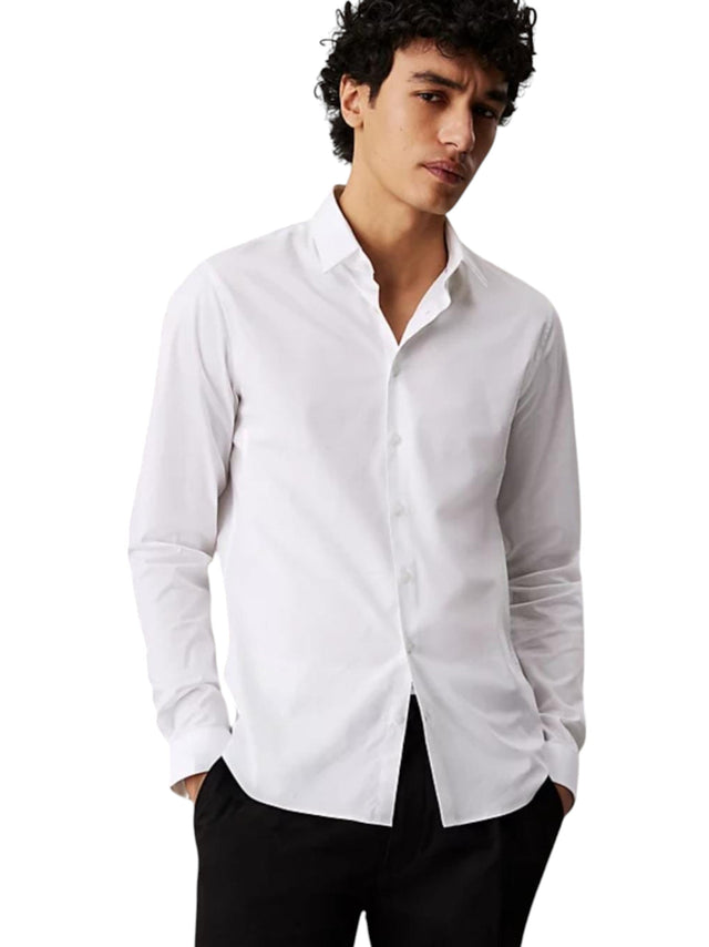 Image for Men's Plain Solid Dress Shirt,White 