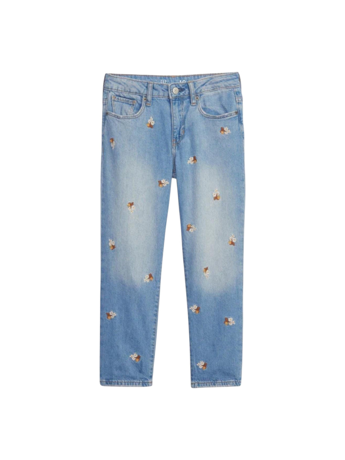 Image for Kids Girl's Washed Floral Jeans,Light Blue 