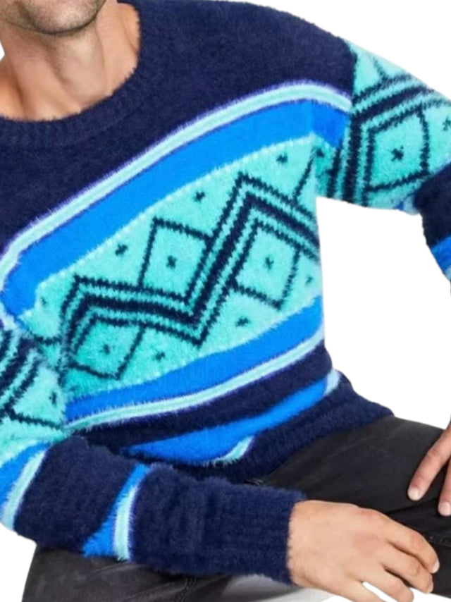Image for Men's Graphic Knitted Sweaters,Navy