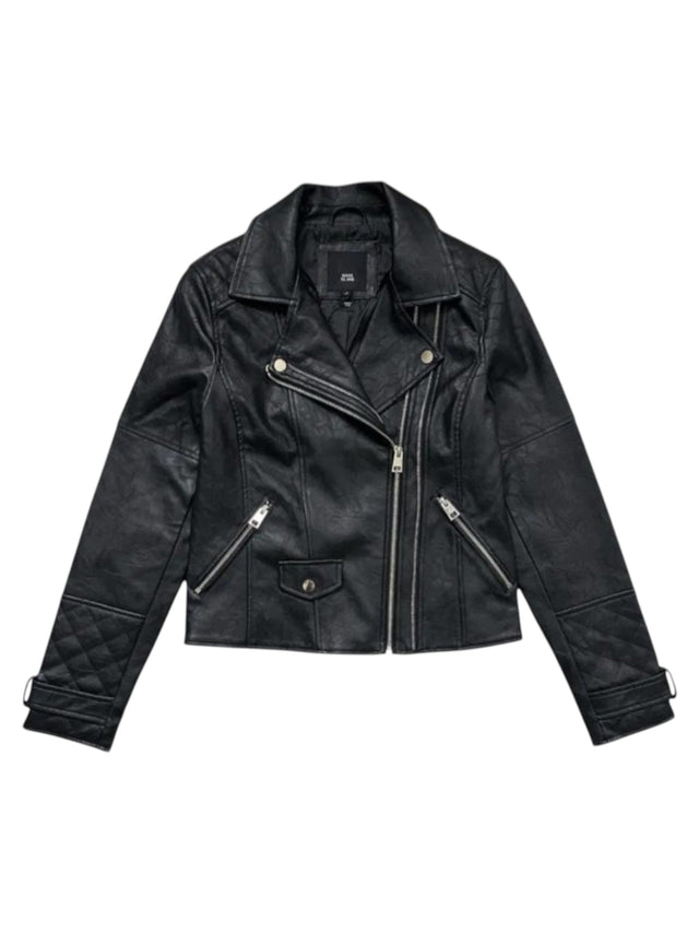 Image for Women'sPlain leather Jacket,Black