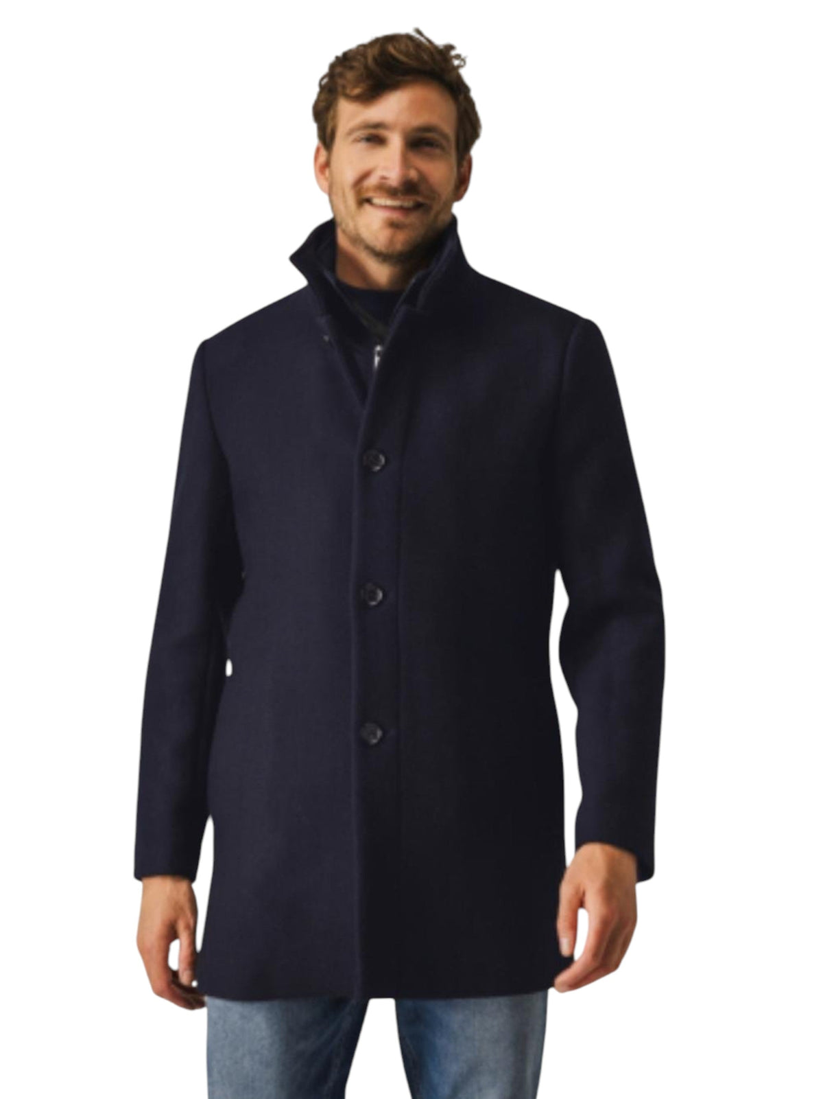 Image for Men's Textured Classic Coat,Dark Navy