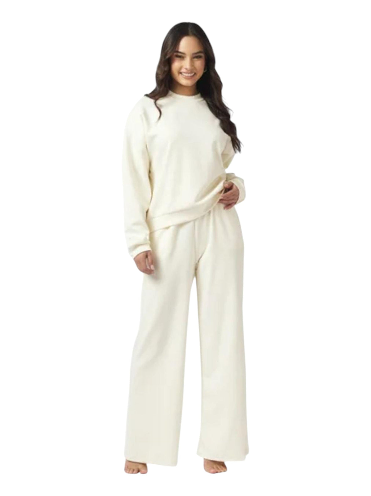 Image for Women's Plain Solid Pajama Set Sweaters & Pant,Off White