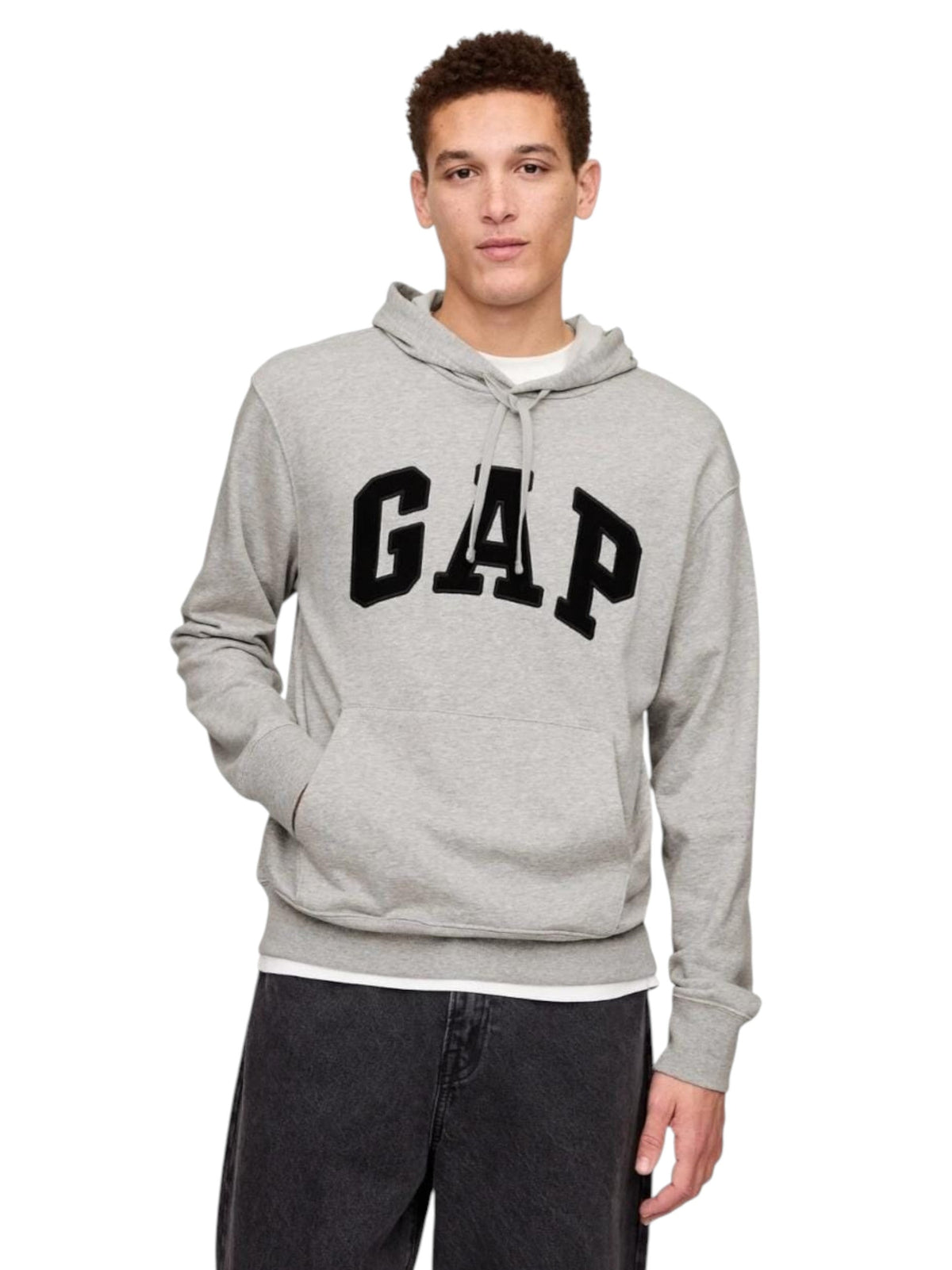 Image for Men's Brand Logo Printed Hoodie,Light Grey