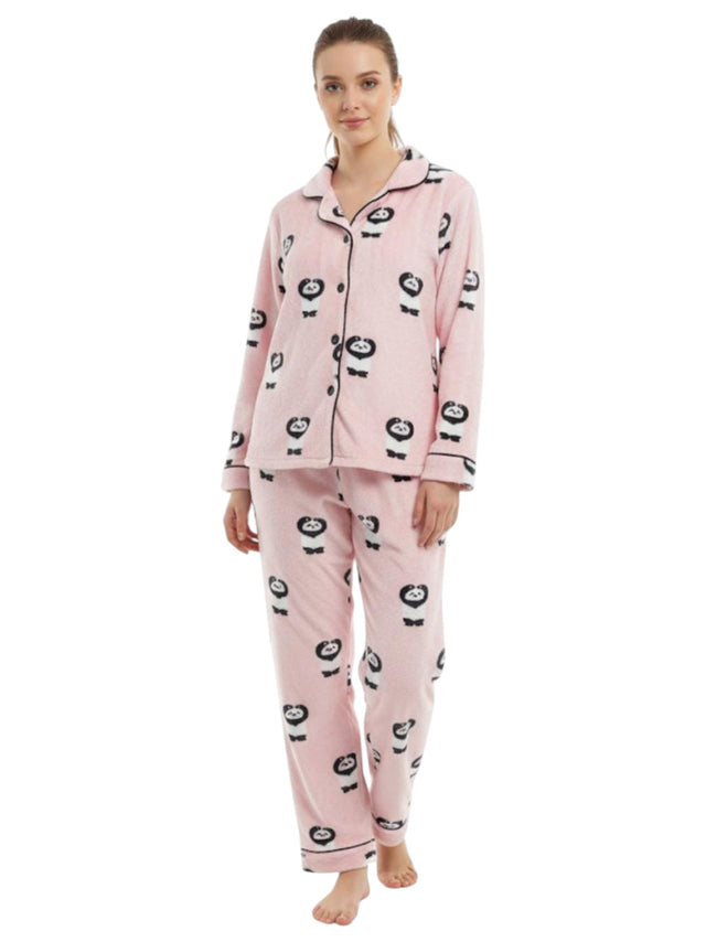 Image for Women's Faux Fur Pajama Set,Light Pink