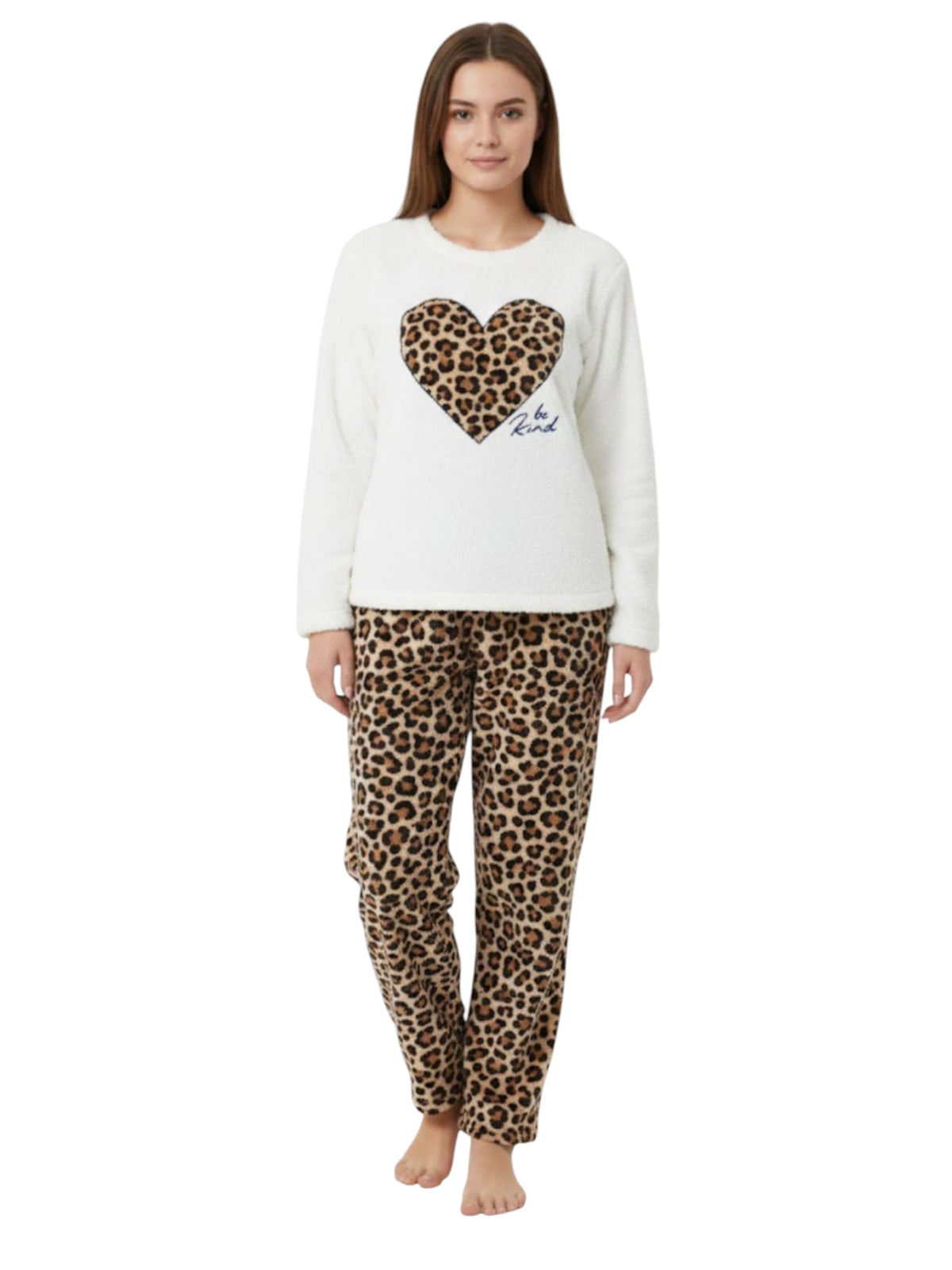 Image for Women's Faux Fur Pajama Set,White