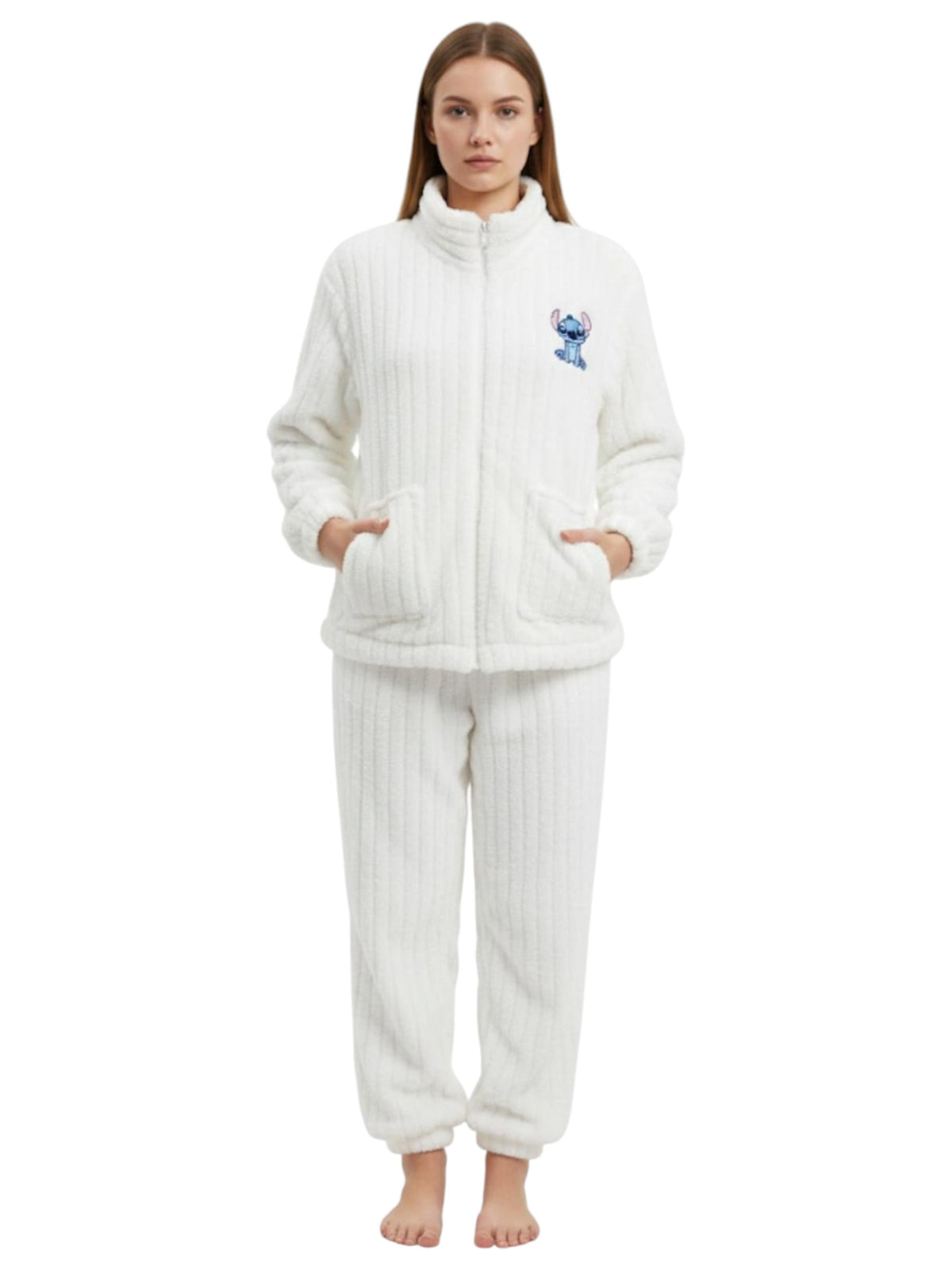 Image for Women's Faux Fur Pajama Set,White