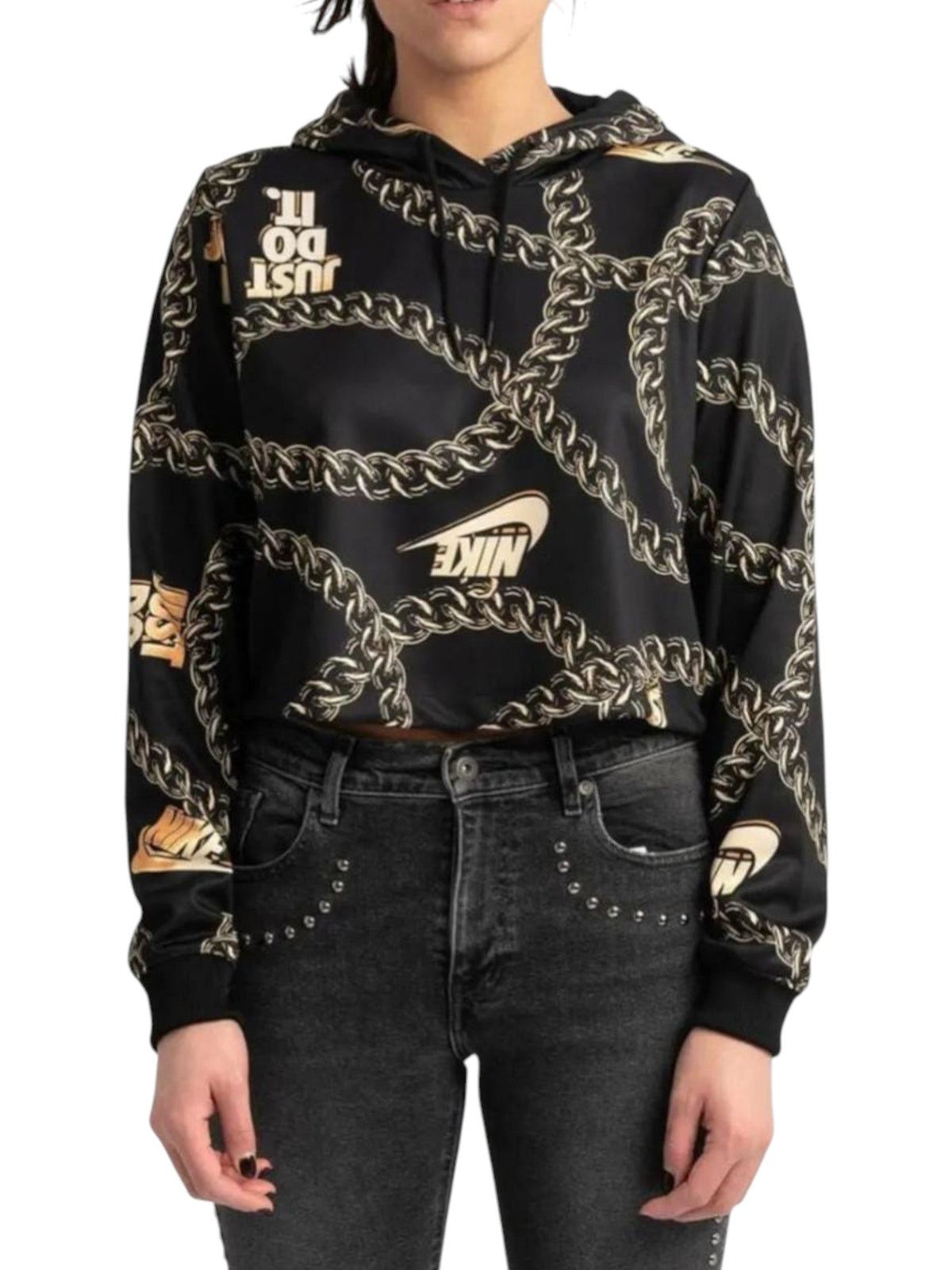 Image for Women's Printed Hoodie,Black