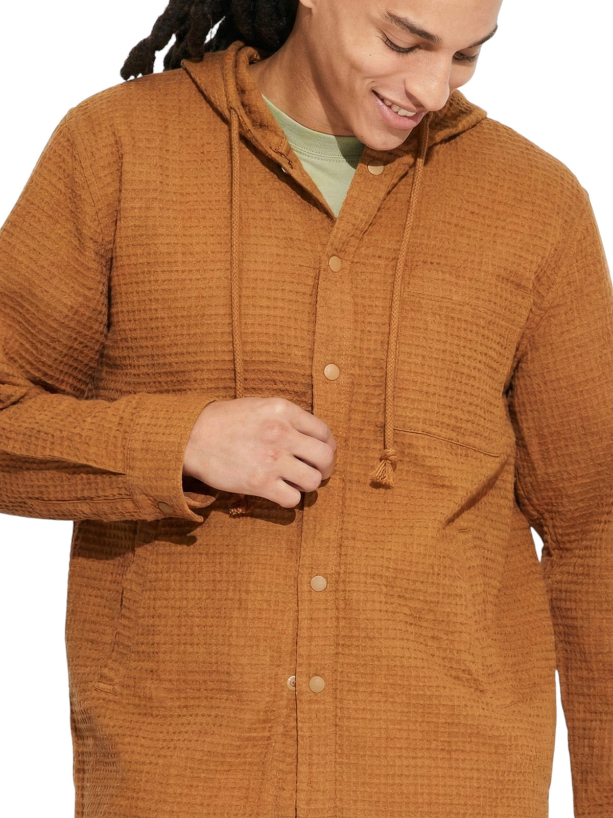 Image for Men's Textured Hoodie,Brown