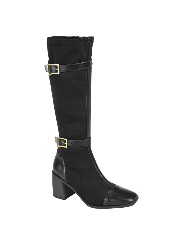 Image for Women's Plain Knee High Heeled Boots,Black