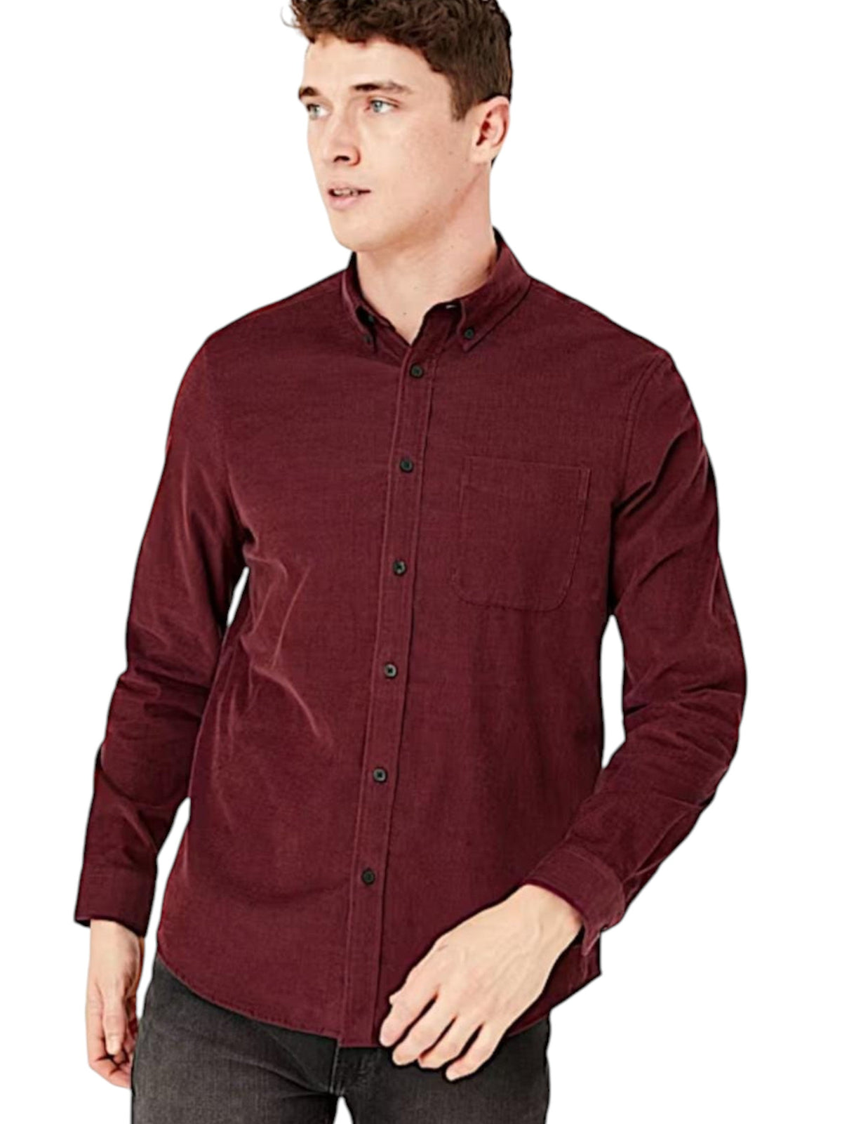 Image for Men's Ribbed Dress Shirt,Dark Red