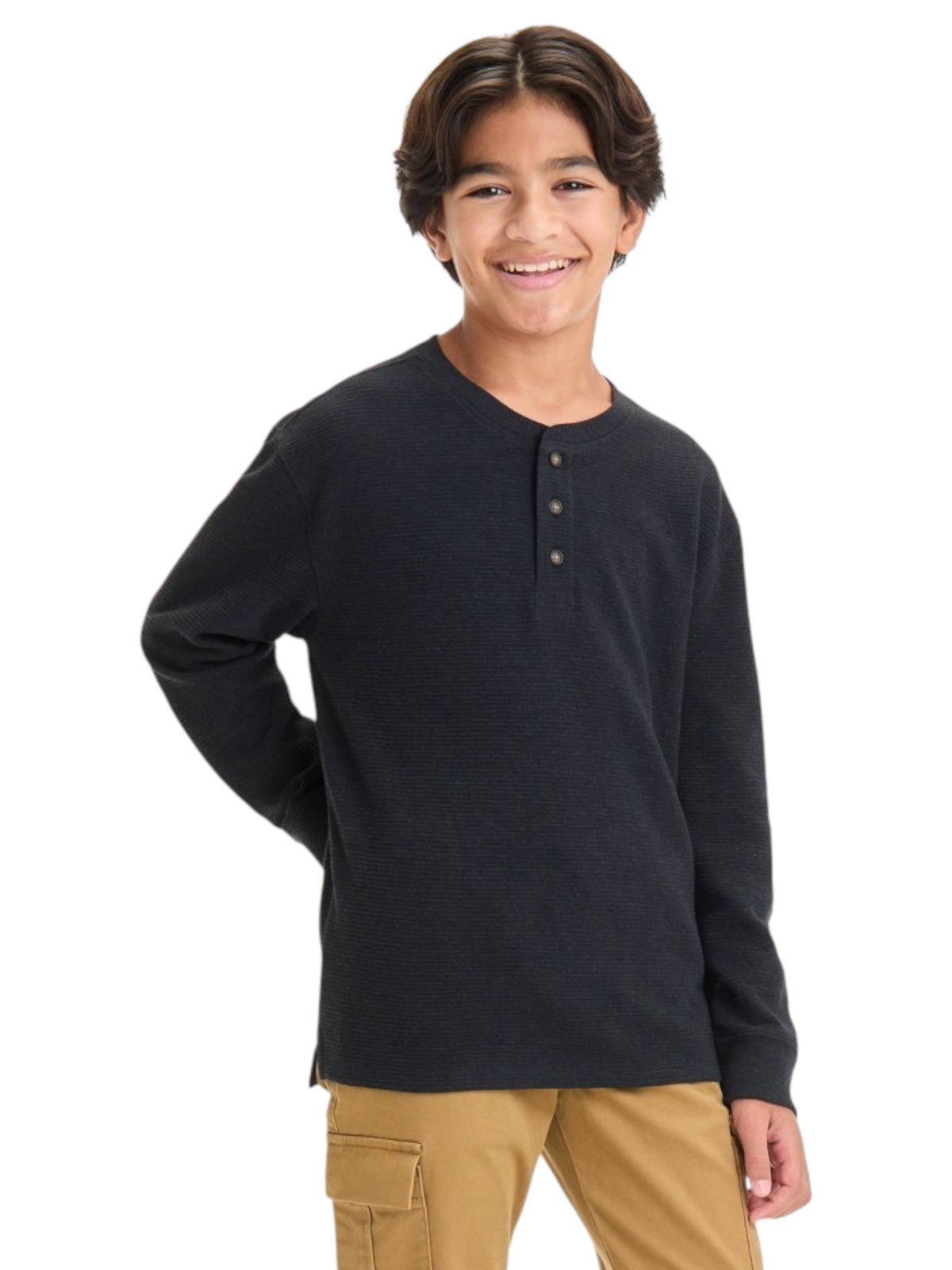 Image for Kids Boy's Ribbed Top,Black
