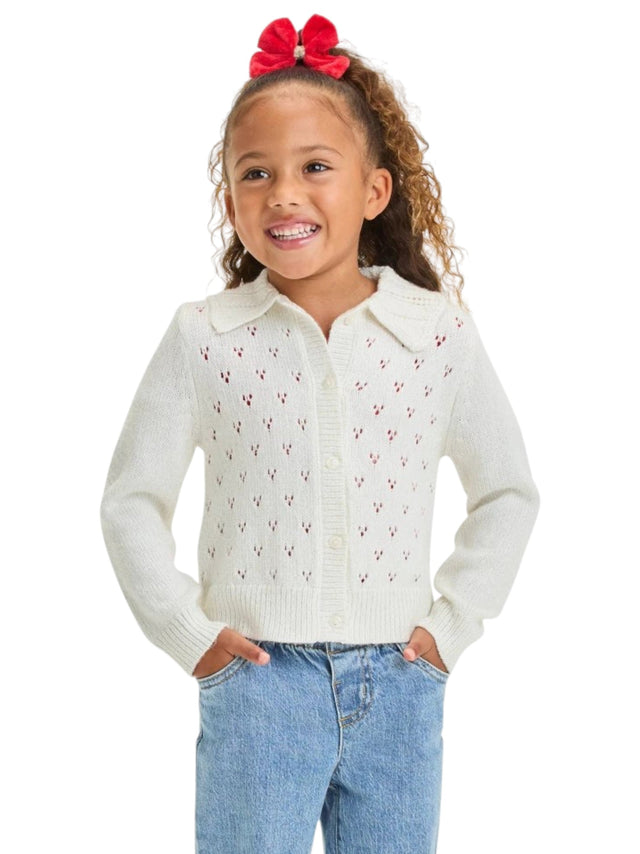 Image for Kids Gril's Open Knitted Cardigan,Off White