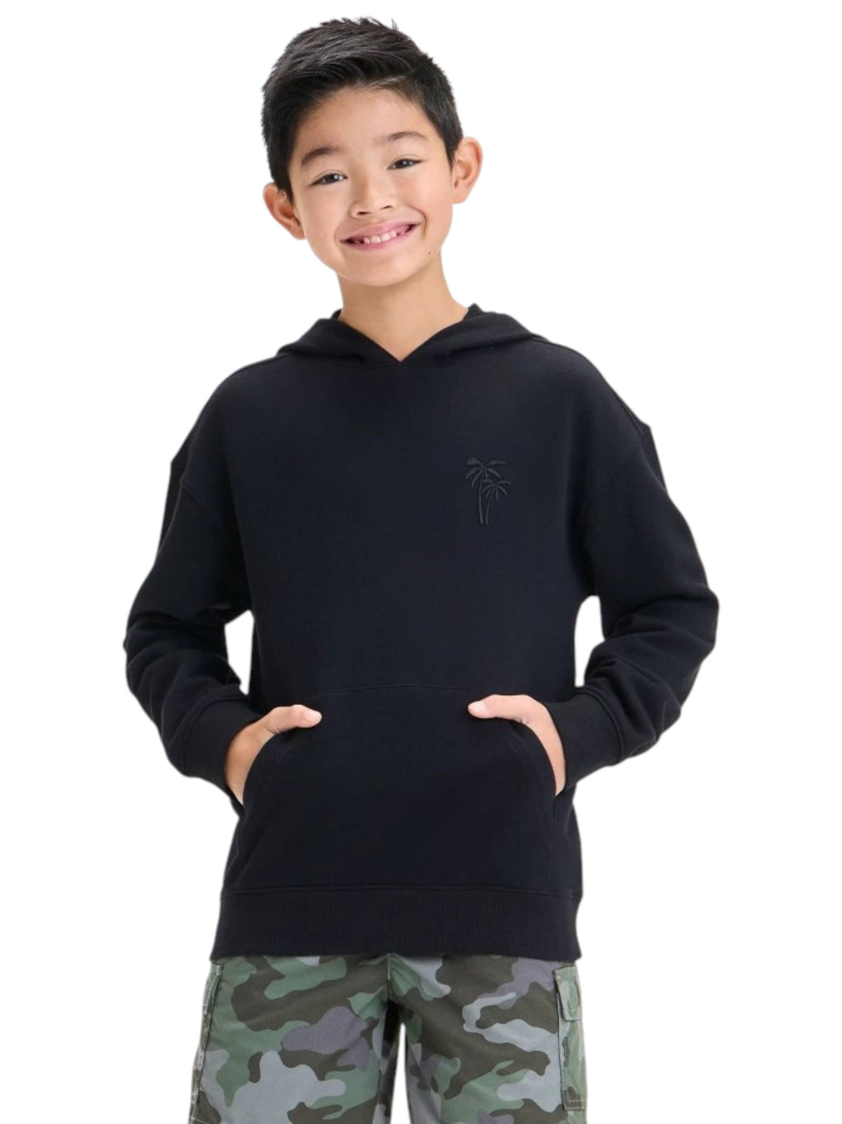 Image for Kids Boy's Plain Solid Hoodie,Black