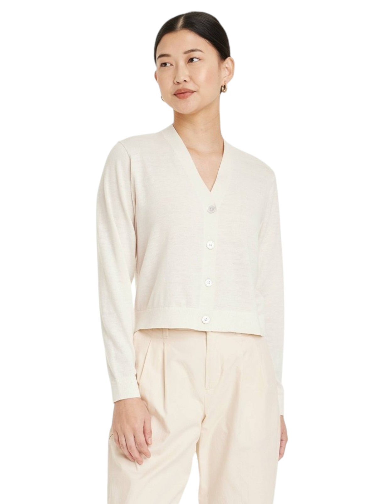 Image for Women's Plain Solid Cardigan,Off White