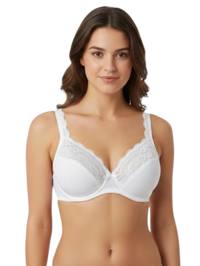 Image for Women's Lace Plain Bra,White