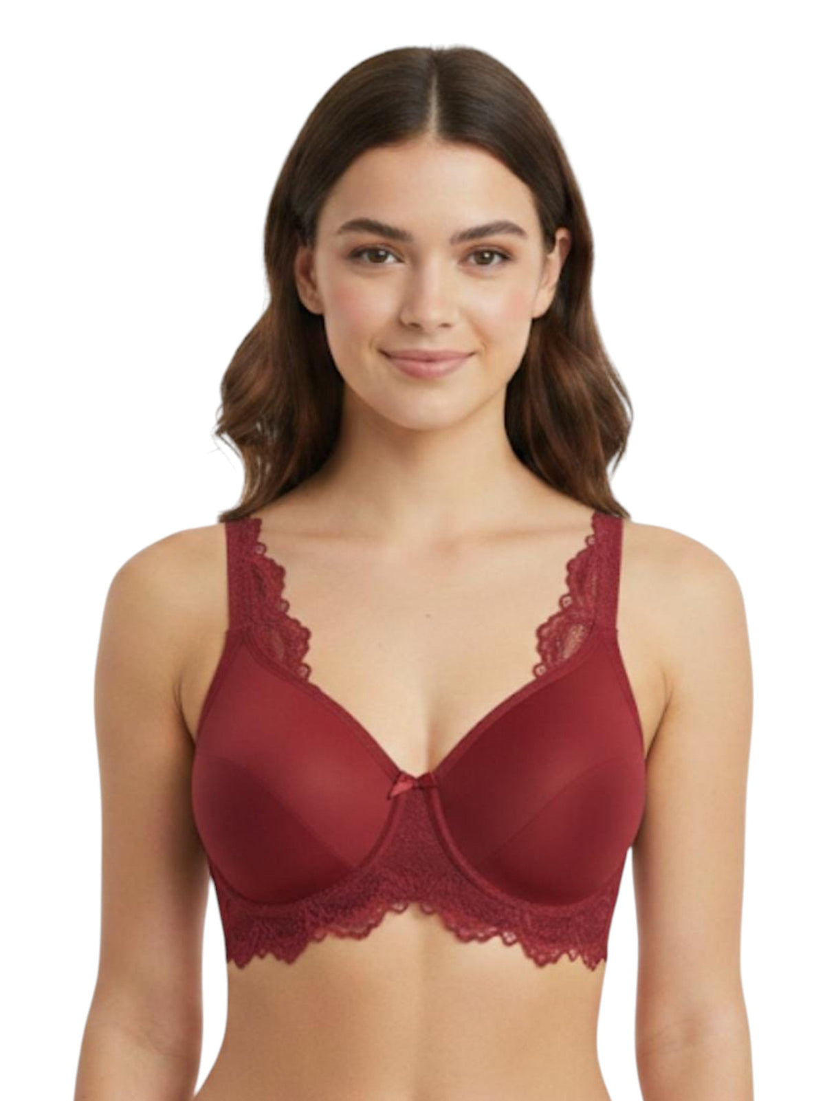 Image for Women's Lace Plain Bra,Burgundy