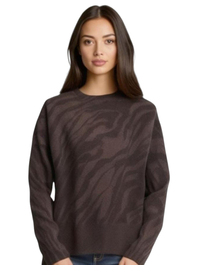 Image for Women's Printed Sweaters,Brown/Black